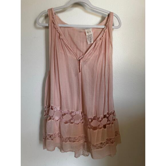 Free People One Costa Brava Mini Dress Cut Out Eyelet Pink Size Small - Picture 7 of 9
